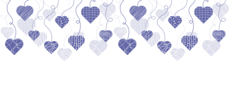 Cute hand drawn doodle hearts horizontal seamless pattern, romantic background. Background with cute hand drawn hearts. Mother's Day and Women's Day. Transparent background. Illustration png