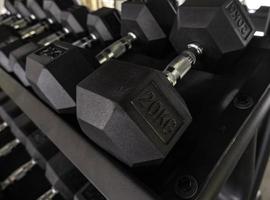 Weights in a gym photo