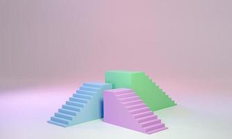 3d render blue pink stairs steps photo