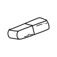 Hand drawn doodle rubber pencil eraser icon. Vector sketch illustration of black outline school writing supplies for print, coloring page, kids design, logo.