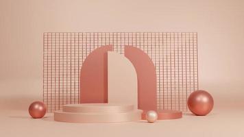 Podium pedestal product display on pastel red background 3d rendering photo