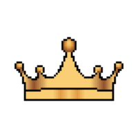 Pixel art crown. Pixel art golden crown. Pixel art royal king hat. Transparent background. Illustration png