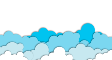 White clouds. Vector paper clouds. White Cloud on blue sky paper cut design. Paper cut style. Place for text. Transparent background. Illustration png
