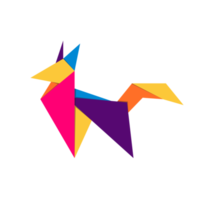 Volpe origami. astratto colorato vivace Volpe logo design. animale origami. trasparente sfondo. illustrazione png