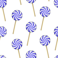 nahtlos Muster mit lila Lutscher isoliert Hintergrund. Karikatur retro Stil Süss Süßigkeiten. transparent Hintergrund. Illustration png