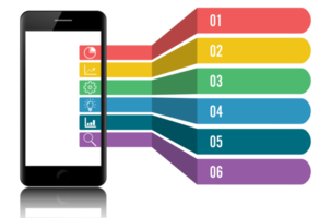 Infographic template with smartphone png