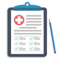 Clipboard with medical cross and pen png