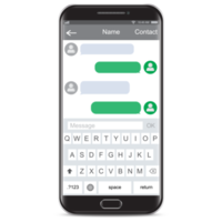 Modern smartphone with messenger app png