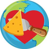 A piece of cheese on earth isolated vector