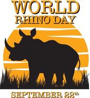 día mundial del rinoceronte 22 de septiembre vector