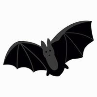 vector illustration of a flying black bat with large wings, halloween.