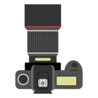 Flat design of camera. Mirrorless camera or DSLR camera. png