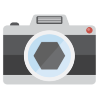 Flat design of camera. Mirrorless camera or DSLR camera. png