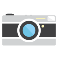 Flat design of camera. Mirrorless camera or DSLR camera. png