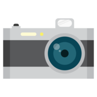 Flat design of camera. Mirrorless camera or DSLR camera. png