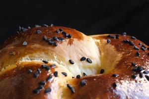 Yummy fresh bun and black cumin seeds photo