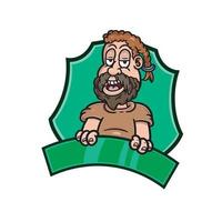 Cartoon Mascot of Bearded Boy Logo Emblem. vector