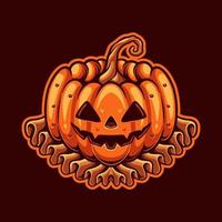 Scary Pumpkin Halloween party. Spooky Halloween Illustration vector