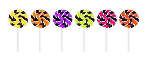 Set of spiral lollipops in different colors vector