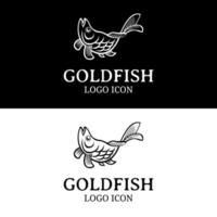 Goldfish snack seafood restaurant product in classic retro vintage white and black logo design idea vector