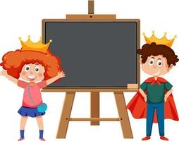 Chalkboard with school kids template vector