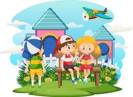 Children outdoor scene isolated vector