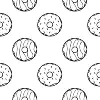 hand drawn donut seamless pattern vector