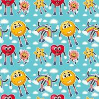 Seamless pattern with cute  cartoon character vector