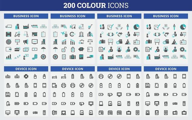 200 Color Icon Set. Related to business, human resources, Medical. web icon set. Color icons collection. vector illustration.
