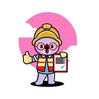 Cute koala construction worker cartoon vector