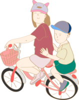 hermanos dibujados a mano en bicicleta png