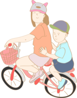 hand drawn siblings riding bicycles png