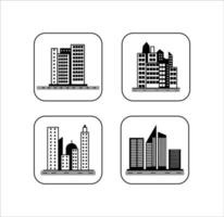 Collection of Icon Silhouette Building Skyscrapers Illustrations vector