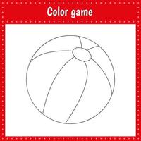 Coloring page of ball for kids education and activity. Vector black and white illustration on white background