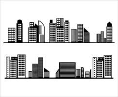 Collection of Landscape Building Skyscrapers Silhouette Illustrations vector