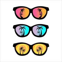 Palm Tree in Sunglasses Summer Illustrations Isolated on White Background vector