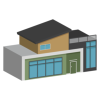 3D modern house or home. Isometric modern building and architecture. png