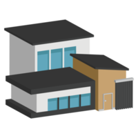 3D modern house or home. Isometric modern building and architecture. png