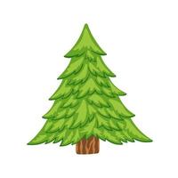 Christmas tree in cartoon style, vector illustration. Isolated element on a white background. Icon fir for print and design, hand drawn. Holiday tree merry xmas