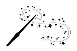 Magic wand silhouette in simple style, vector illustration. Shiny