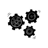 Cog gear in simple style, vector illustration. Hand drawn cogwheel icon, isolated element on a white background. Mechanism graphic silhouette for print and design. Concept teamwork, business and idea