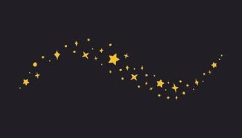 magia estrellas silueta en sencillo estilo, vector ilustración. brillante palo icono para impresión y diseño, mano dibujado bosquejo. noche cielo fondo, mago emitir deletrear, hada estrellas y destellos