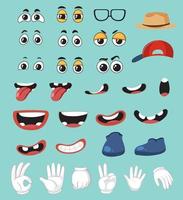 Set of cartoon eyes and mouth isolated vector