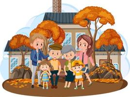 Happy family infront of the house on white background vector