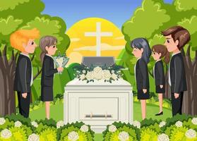 ceremonia fúnebre en la religión cristiana vector
