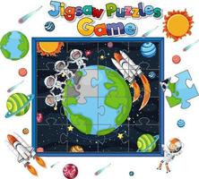 Astronaut in space photo puzzle game template vector