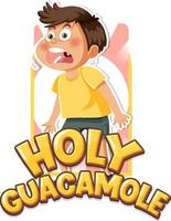 lindo personaje de dibujos animados gritando santo icono de guacamole vector