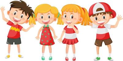 Group of happy children cartoon vector