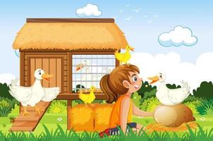 Duck house at the outdoor scene vector