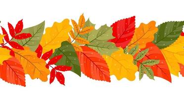 seamless autumn brush from leaves. Vector illustration. cartoon style. Endless texture.